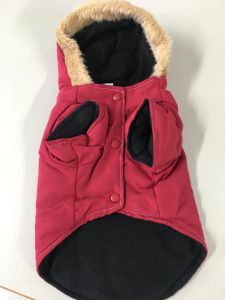 Jacket SikSak Red | Fleece lining and faux fur hood | Size: L