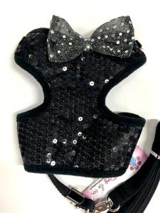 Bling Bling Party Harness Black Mesh + Leash | Sizes: S-L
