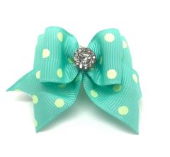 Poppin Bow Double turquoise white spot | Loop attachment