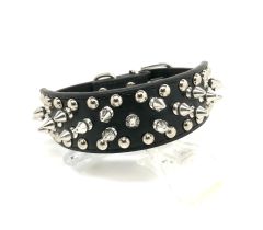 Dog Black Leather Rivet Collar | MC Murrdinos | Size: M | 40cm - 47cm