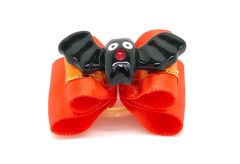 Dog bow Glossy Bat Halloween orange orange | Loop attachment