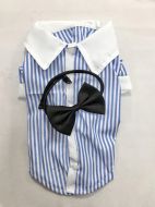 Collared shirt with Boys Blue Stripe Bow | Sizes: S-M