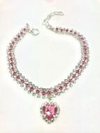 Dog Necklace | Diamond Heart Pink | Sizes: M-L