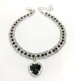 Dog Necklace | Diamond Heart Black | Sizes: M-L