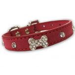 Dog Collar Diamond Bone Velvet Rosa| Lovely Collar For a Small Dog