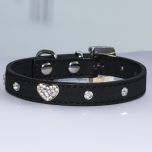 Collar Black Velvet Glitter Heart, Small Pet Collar, DiivaDog