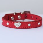 Collar Mini Black Velvet Glitter Heart, for small cat or dog, DiivaDog