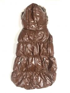 Dog Clothes | Dog Quilted Jacket | Double Chocolate | Fake Fur Collar | Sizes: XL-3XL