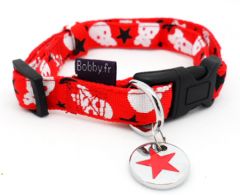 Dog Collar | Skull & Star | Red