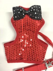 Bling Bling Party Harness Red Mesh + Leash | Sizes: M-L