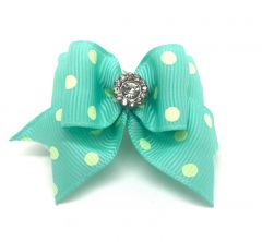 Poppin Bow Double turquoise white spot | Loop attachment