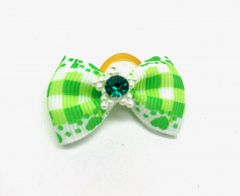 Poppin Bow Green Check Gem | loop attachment