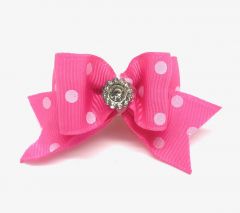 Poppin Bow Double Pink White Spot | Loop attachment