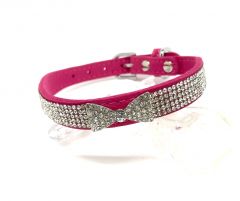 Collar Diamond Bow Velvet Pink | Sizes: XS-S