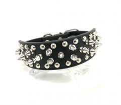 Dog Black Leather Rivet Collar | MC Murrdinos | Sizes: S-M | 31cm - 47cm