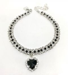Dog and Cat Necklace | Diamond Heart Black | Sizes: M-L