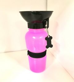 Dog drinking bottle | With a drink tray | 600ml | Pink