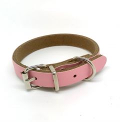 Pet Collar | Mini Leather Pink Minimalistic | Collar for Small Pets