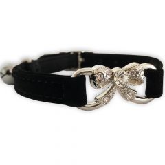 Cat Collar Black Bow Diamond | DiivaDog.com