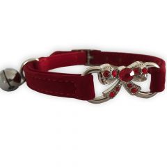 Cat Collar Red Bow Diamond | Soft Velvet Material