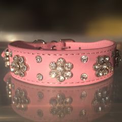 Dog Collar | Diamond Flower Pink