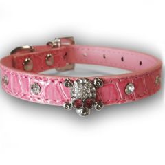 Collar for dog and cats | Skull Pink | Diamond Decorations