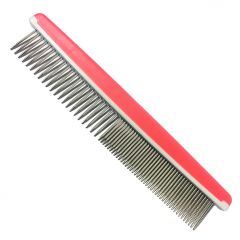 Dog Grooming | Stainless Steel Detangle Comb | Rosa Silicone Handle