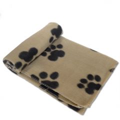 Fleece Blanket Big Paws Beige for Dogs