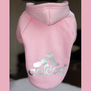 Pink adidas dog hoodie sale
