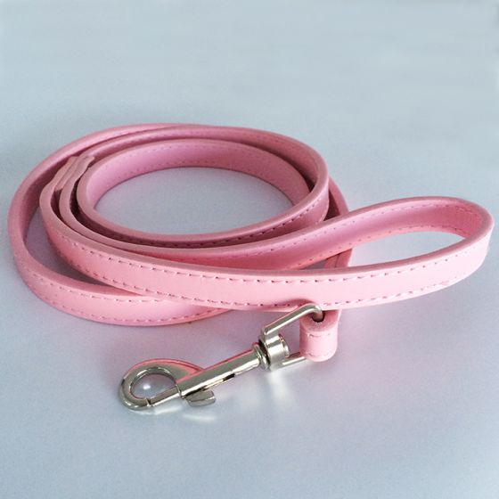 Pink leather top dog leash