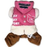 Dog Clothes | Hoodie Overall for Dogs | Pink Ice Bear Dog Jumpsuit