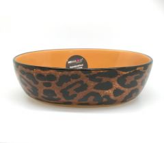 Pet Food Bowl | Oval Shaped | Leopard Patterned
