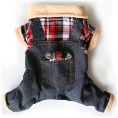 Dog soft Jeans Overalls with fleece material