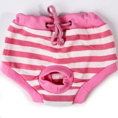 Dog Sanitary Clothes | Pink & White Striped Pants