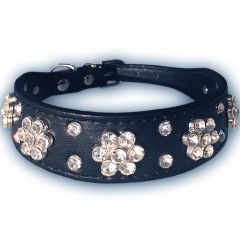 Dog Collar | Diamond Flower Black