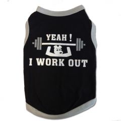 Dog Tank Top | Yeah I Workout | Black Shirt For Dogs 