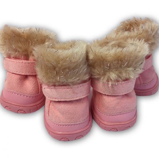 pink furry boots