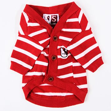 red and white striped cardigan
