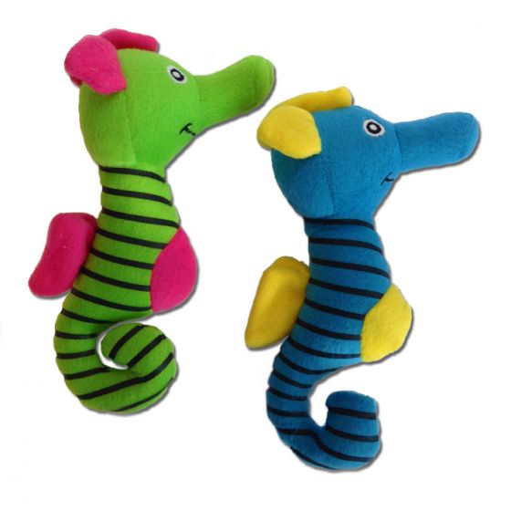 Dog Toy 5" Tall Durable Latex Squeaky Green Sea Horse Fun Colours Cartoons 